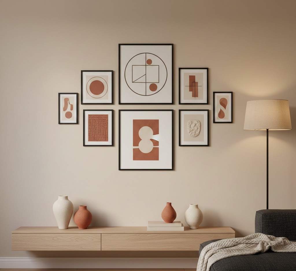 Modern minimalist wall arrangement